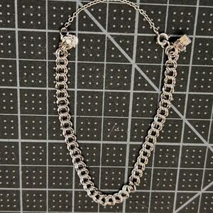 Vintage Elco Sterling Silver Double Link Charm Bracelet 6.75 Inch Box Clasp 5mm